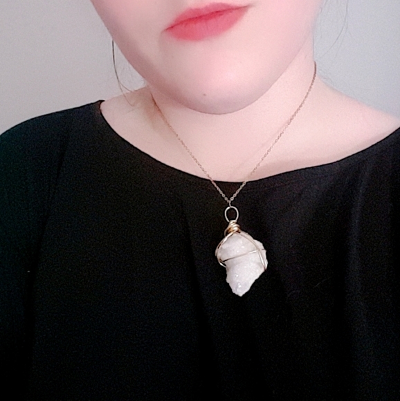 Clear Quartz Cluster Crystal Healing Necklace - Picture 10 of 10